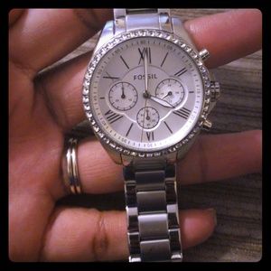 Silver Fossil Watch
